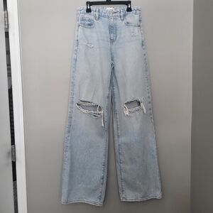 PacSun Light Blue Distressed Wide Leg Jeans